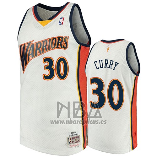 Camiseta Golden State Warriors Stephen Curry NO 30 2009-10 Hardwood Classics Blanco